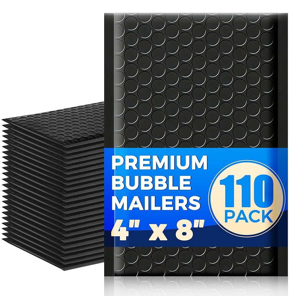 110-Pack Bubble Mailer 4 x 8 Jewelry, Self-Sealing 4x7 Lightweight Usable Small Bags Parts, Cards, - 상품 이미지