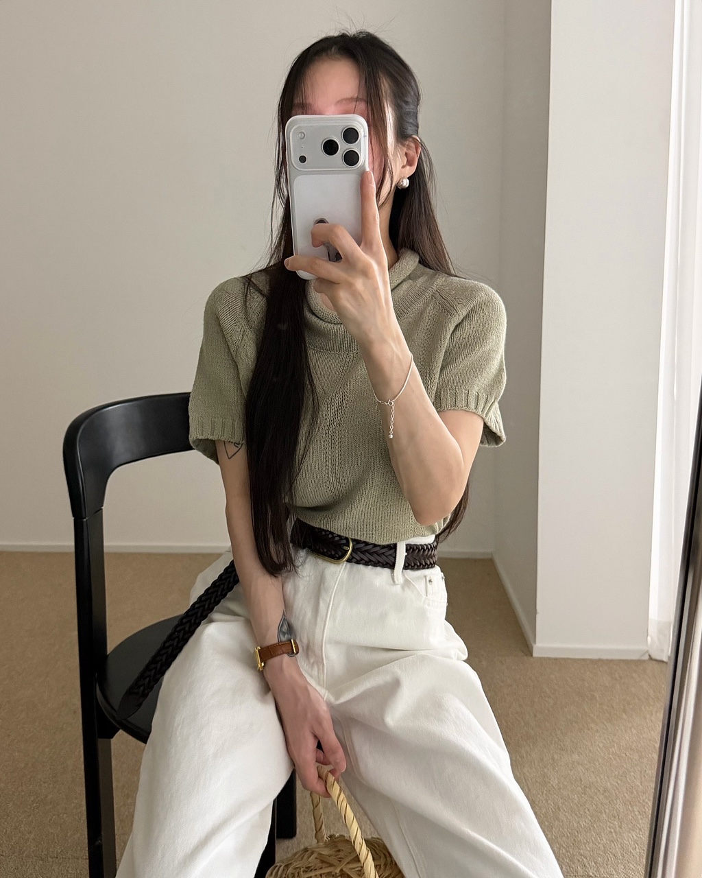 퓨보 여성 여름 썸머 레이어드 이너 반팔 니트 이미지 3