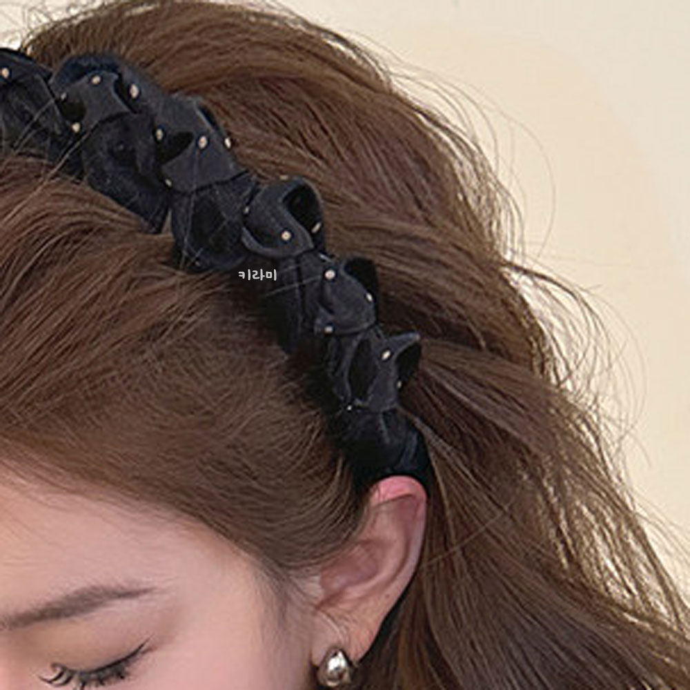 쉬폰 꼬임 랩 헤어밴드 도트 메쉬 볼륨 명품 머리띠 이빨 이미지 6