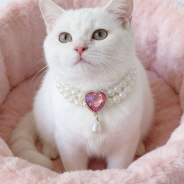 진주 강아지 목걸이 펜던트 고양이 목걸이 반려동물 패션 - 상품 이미지