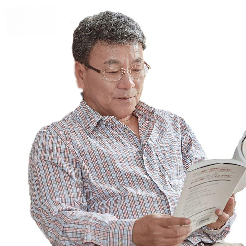 남성 가발 중년 짧은 통가발 부분 앞머리 정수리 회색 인모 자연 헤어피스 - 상세 이미지 3