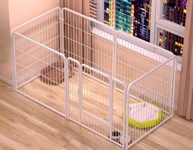 애견 울타리 격리 접이식 스틸 가드레일 강아지 대형 펜스 투명 반려동물 - 상품 이미지