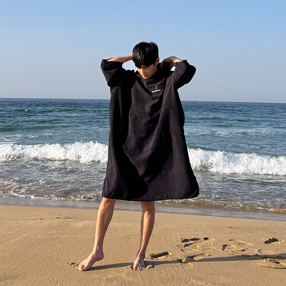 판초타월 비치 타올 다이빙 후드 서핑 가운 웨어 수영 해루질 물놀이 숨비소리 - 상세 이미지 3