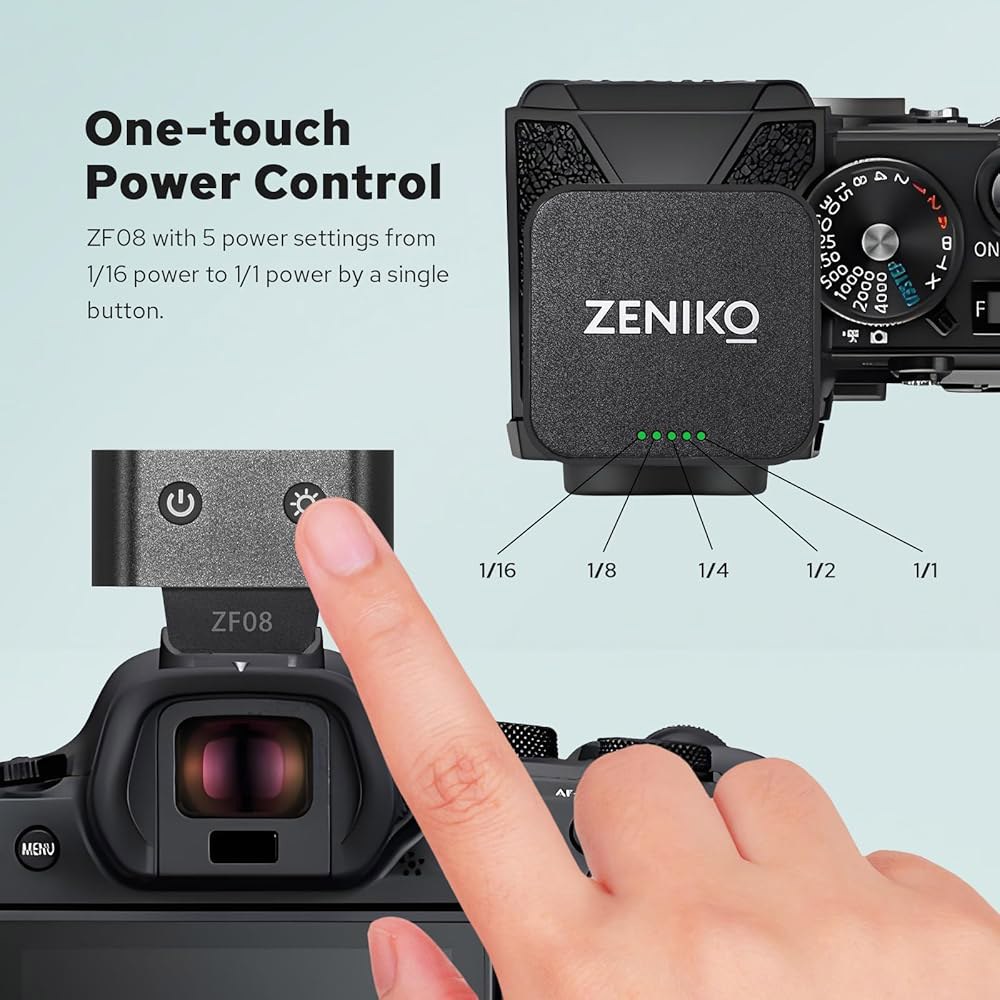 제니코 ZF08 알루미늄 미니 플래시 스피드라이트, 440 풀 파워 온 카메라 플래시, CCT 6500K 200K 소형 캐논 / 후지 소니 zv1 zve10 니콘 파나소닉 올림푸스 - 상세 이미지 3