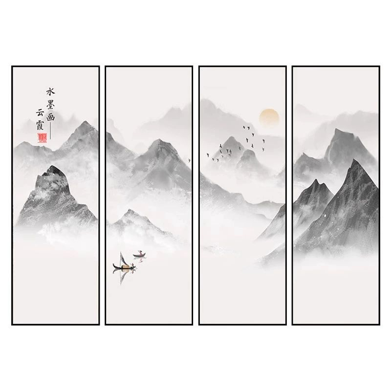 산수화 그림 거실 유화 벽걸이 장식 풍수 인테리어 침실 전통 아트 액자 - 상세 이미지 3