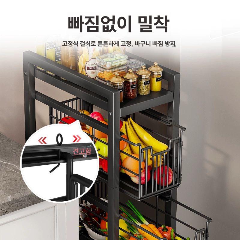 이동식 틈새수납장 트롤리 주방 세탁실 서랍 캐스터 무빙랙 정리함 캐비닛 - 상세 이미지 2