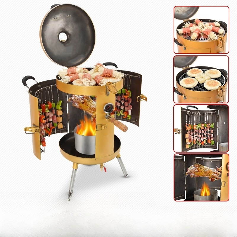 항아리 화로 훈제 드럼통 화덕 야외 캠핑 바베큐 오븐 양꼬치 삼겹살 통닭구이 실버 메탈 - 상세 이미지 3