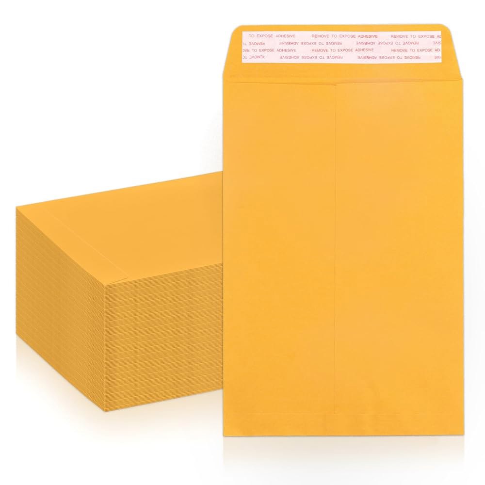 Goefun 소형 마닐라 봉투 6x9 100 크래프트 카탈로그 셀프 100팩 옐로우 GSM, 씰, 우편용, White-25 Pack 9x12 - 상품 이미지