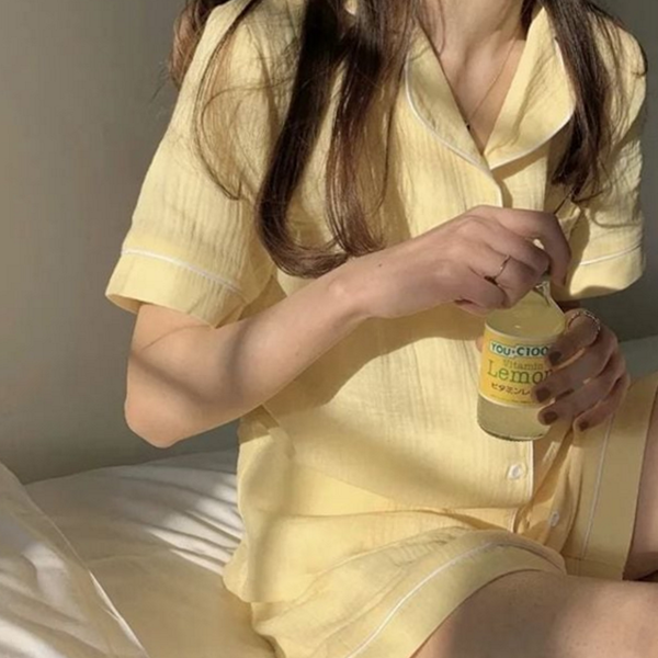 파자마 여성 반팔 잠옷 홈웨어 여성 여름 잠옷 상하 웨어 - 상품 이미지