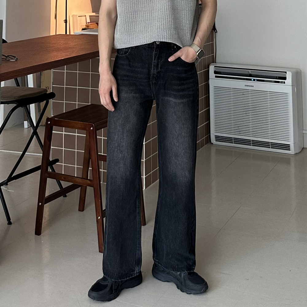 남자 부츠컷청바지 플레어진 데님 팬츠 남자 와이드 청바지 - 상세 이미지 2