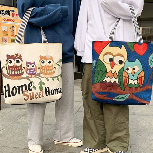 캐주얼 여성 숄더백 부엉이 빅사이즈 숄더백 데일리 여행용 - 상품 이미지