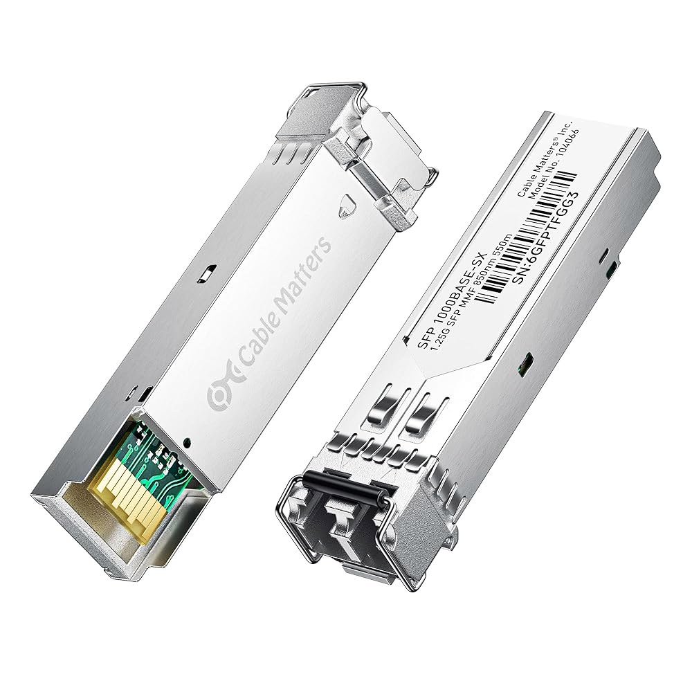 케이블 매터즈 2팩 1000BASE-SX SFP to LC 멀티모드 1G 파이버 트랜시버 모듈, 1.25G, 800nm, MMP 시스코, 유비쿼티, TP-링크, 화웨이, 마이크로틱 - 상품 이미지
