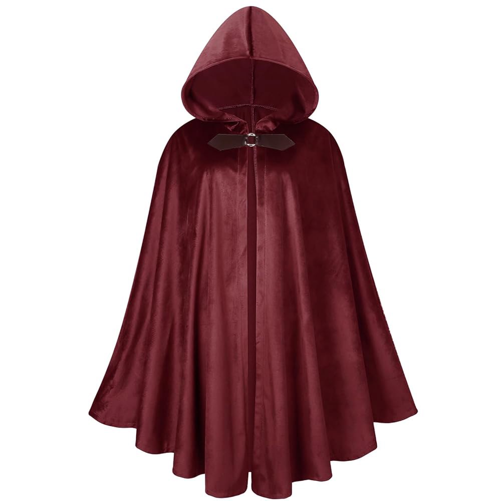르네상스 후드 케이프 벨벳 망토 빅토리아 중세 호빗 할로윈 코스튬 Brown 100 CM/39 inch - 상품 이미지