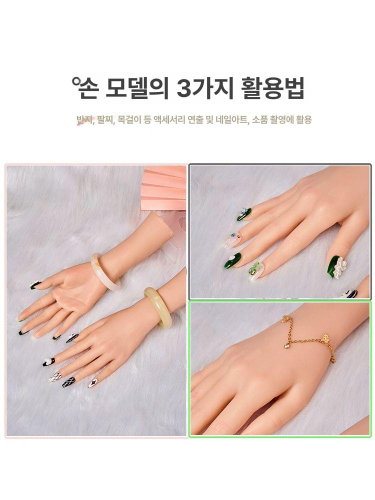 실습 손모형 네일아트 인조손 실리콘 가짜손 마네킹 연습용 왼손 - 상세 이미지 5