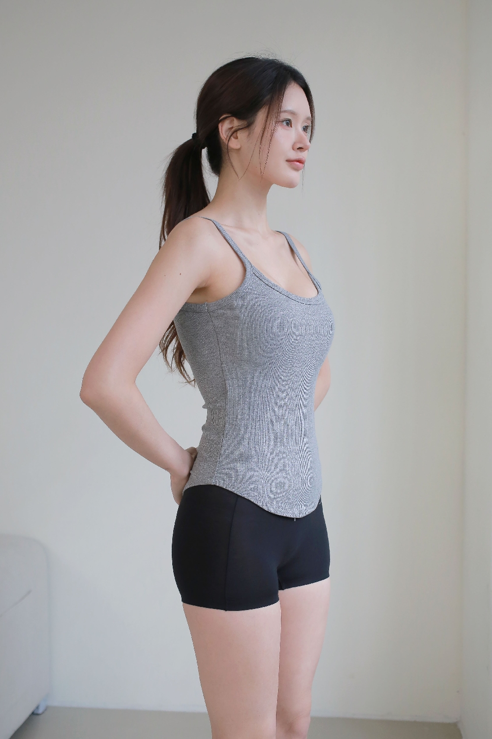 캡내장나시 골지 브라탑 이너 노브라 끈나시 민소매 티셔츠 이미지 6