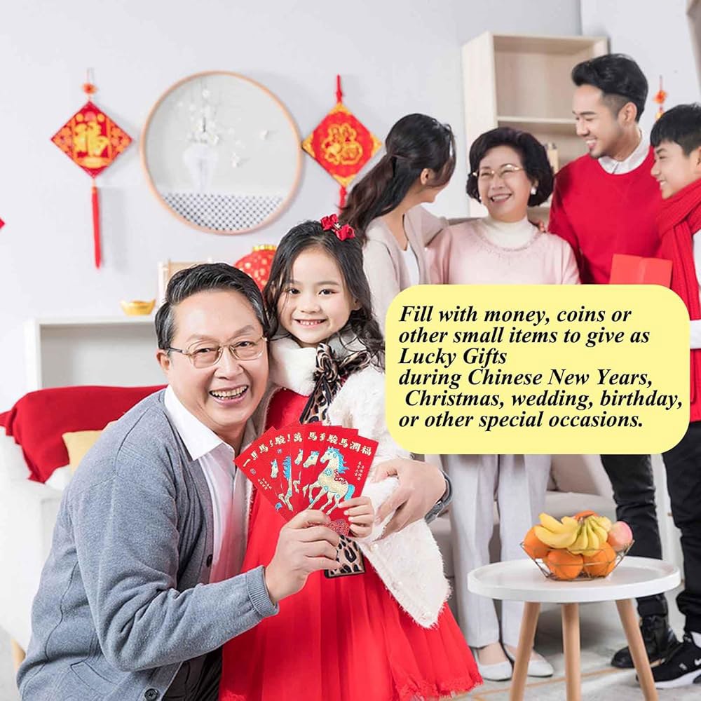 럭셔리 레드 봉투 중국 설날 말 우아한 글리터 생일 음력 2026 축제, 페이퍼 패킷 24개 웨딩 1 Glitter Red Envelopes-1 - 상세 이미지 3