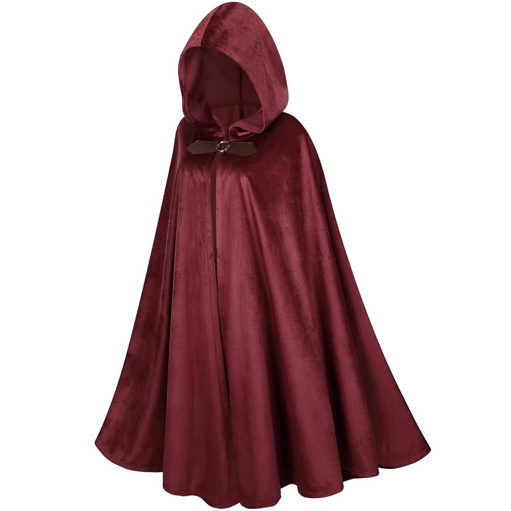 르네상스 후드 케이프 벨벳 망토 빅토리아 중세 호빗 할로윈 코스튬 Brown 100 CM/39 inch - 상세 이미지 2