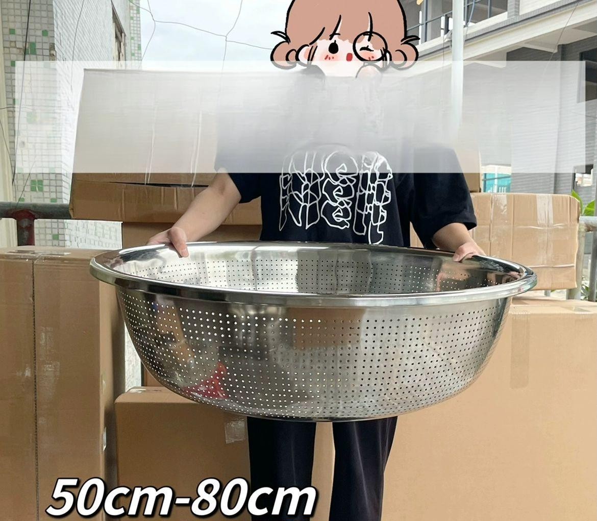 원형 채반 대형 소쿠리 스테인리스망 타공 물빠짐 식당용 업소용 - 상세 이미지 2