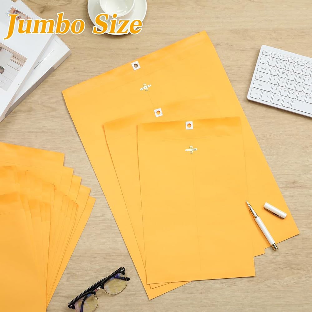 Fullhawl 60피스 3가지 사이즈 엑스트라 라지 13인치), 점보 45.7cm(14 보관 봉투 30.5cm(9 크래프트 33cm(10 걸쇠 x 25.4 12인치) 우편 마닐라 - 상세 이미지 2