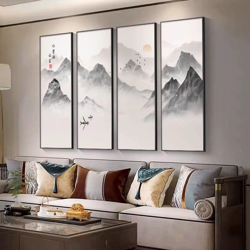산수화 그림 거실 유화 벽걸이 장식 풍수 인테리어 침실 전통 아트 액자 - 상세 이미지 2