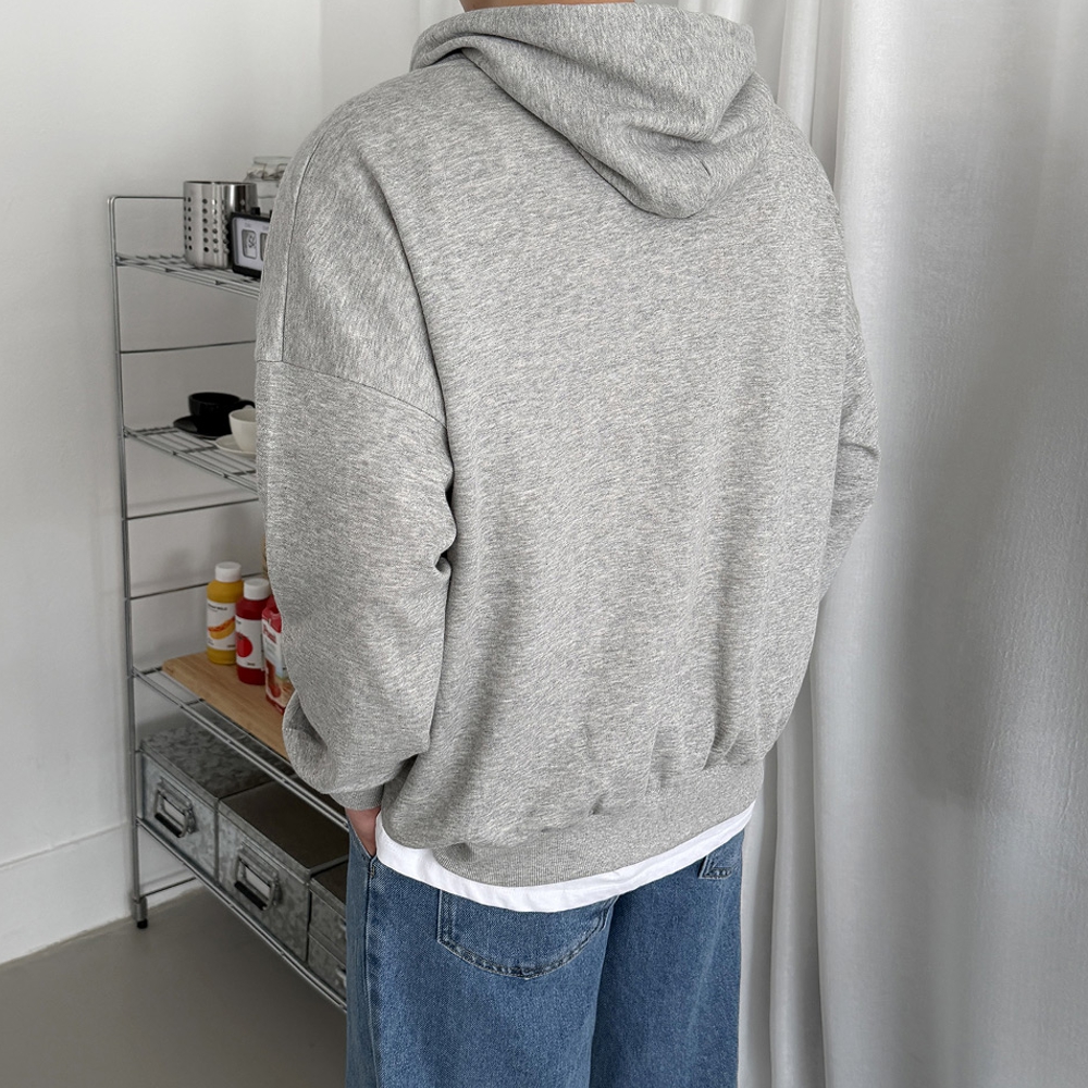 남자 로트 오버핏 봄 가을 무지 후드티 - 상세 이미지 5