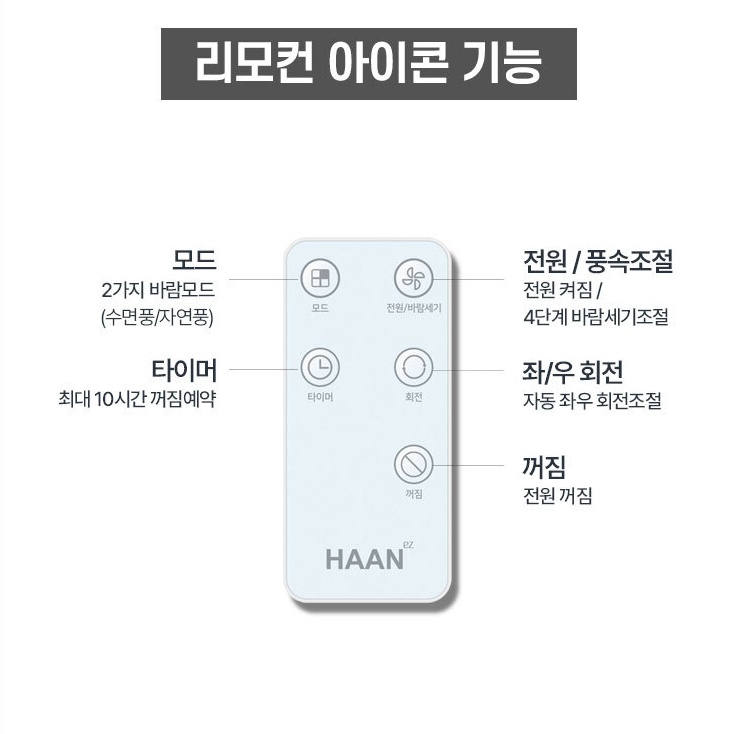 발터치선풍기 가정용 침실용 아기 수면풍 저전력 저소음 리모컨선풍기 이미지 7