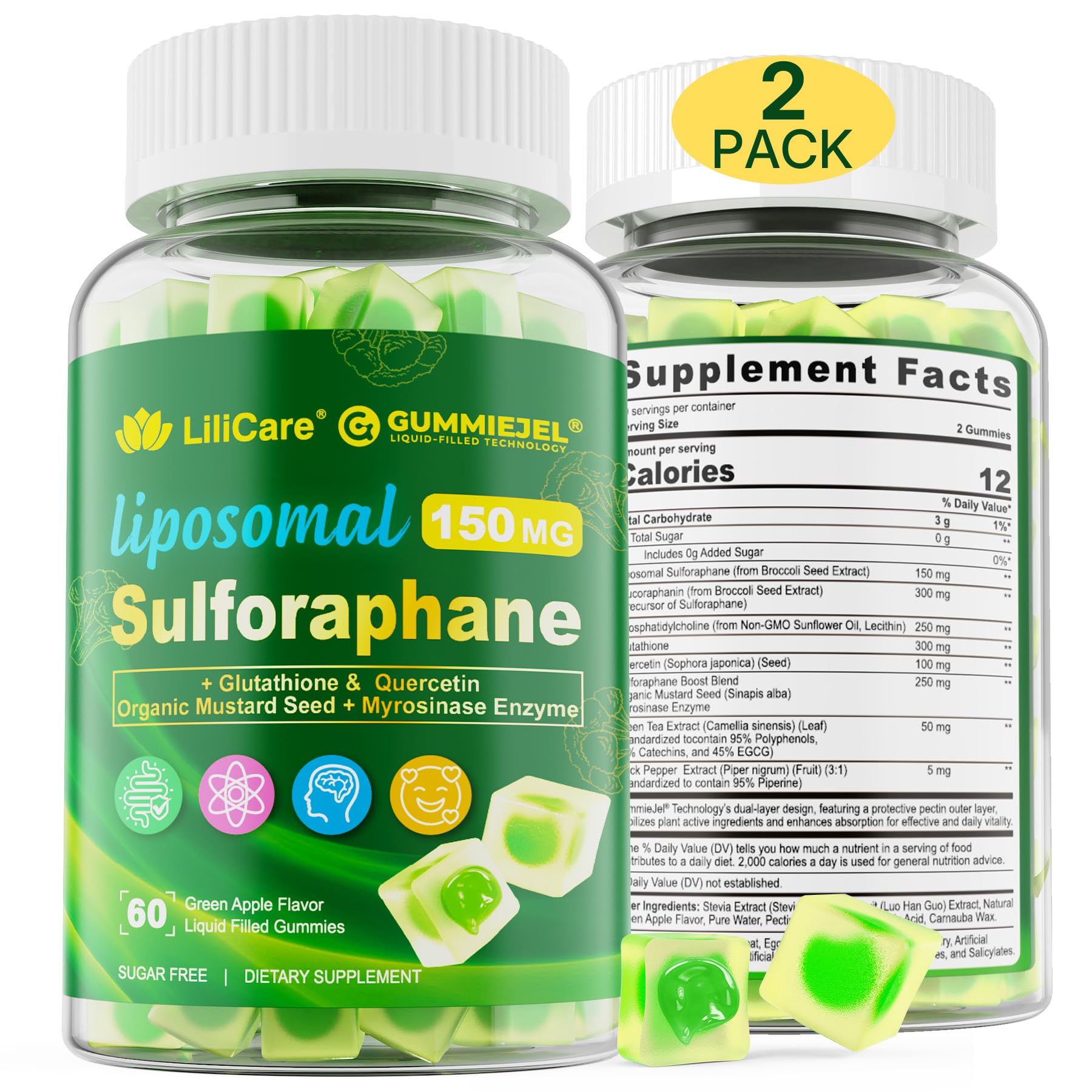 리포솜 설포라판 150mg, 브로콜리 씨앗 추출물, 미로시나아제, 퀘르세틴, 글루타치온, - 상품 이미지