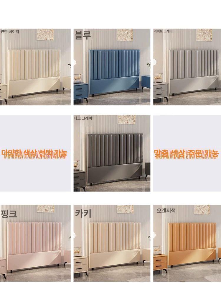 침대 헤드보드 등받이 템파보드 원목프레임 아이보리 극세사 소재 모던 수직 엠보싱 디자인 베이지화이트 마이크로화이버 가죽 원목 프레임 1200mmx2000mm - 상세 이미지 4