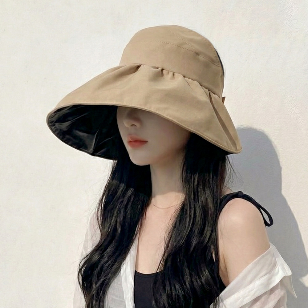 자외선차단 햇빛차단 돌돌이 썬캡 챙넓은 모자 리뉴얼 베이지, FREE(One size) - 상세 이미지 2