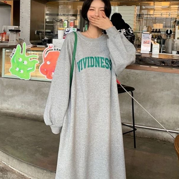 루즈핏 여성 롱 원피스 데일리 여성 캐주얼 원피스 따뜻한 - 상품 이미지