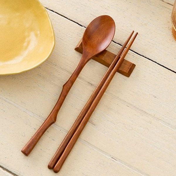 핸드메이드 원목 수저 옻칠 나무 수저 젓가락 스푼 주방 - 상품 이미지