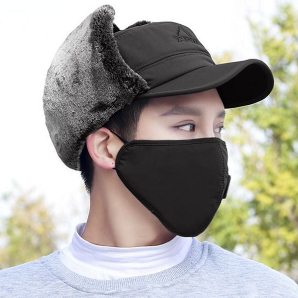 방한 겨울 마스크 모자 방한용 겨울 귀달이 모자 남성 - 상품 이미지