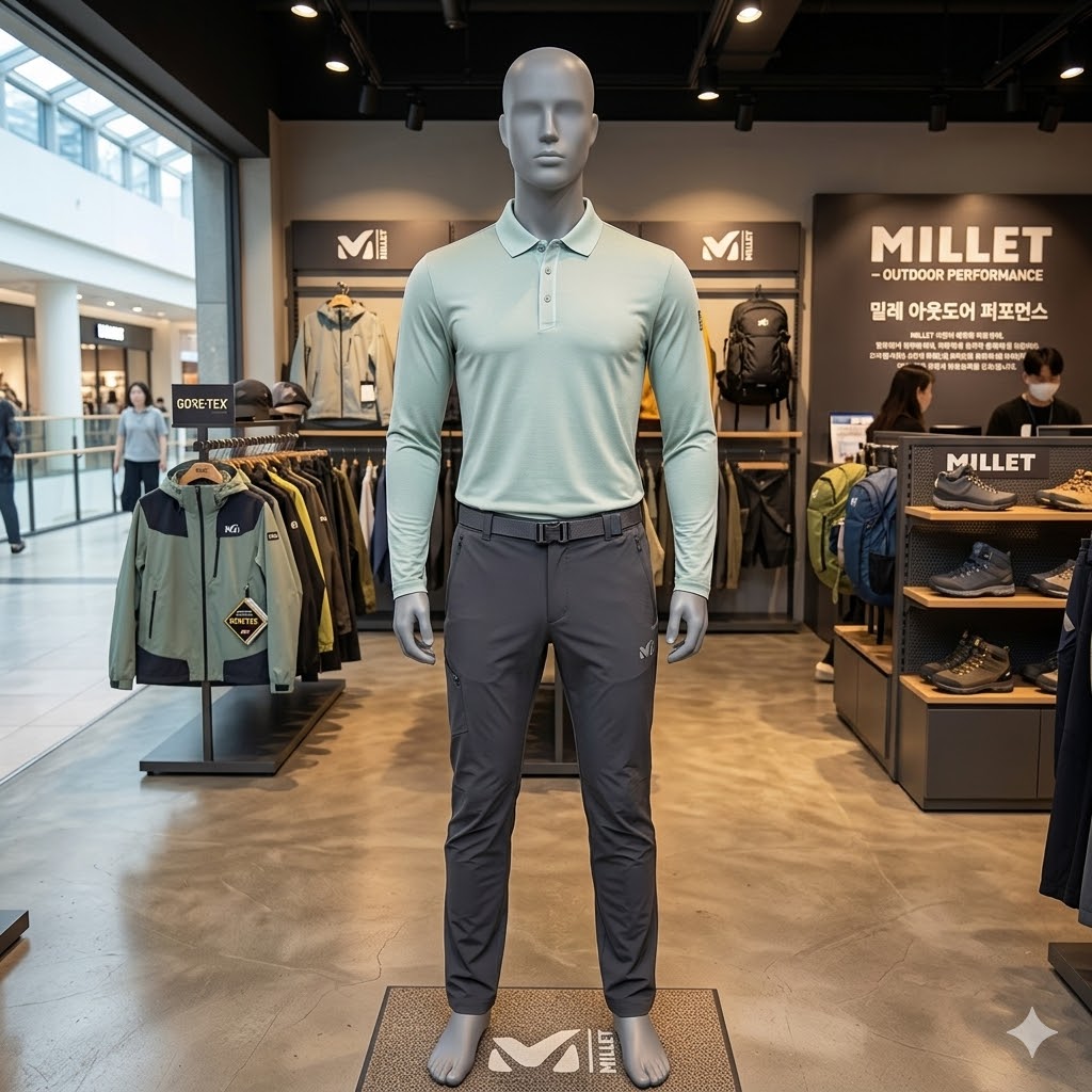 MILLET 밀레 봄 남성 아웃도어 스판 데일리룩 카라 등산 긴팔티셔츠 - 상세 이미지 3