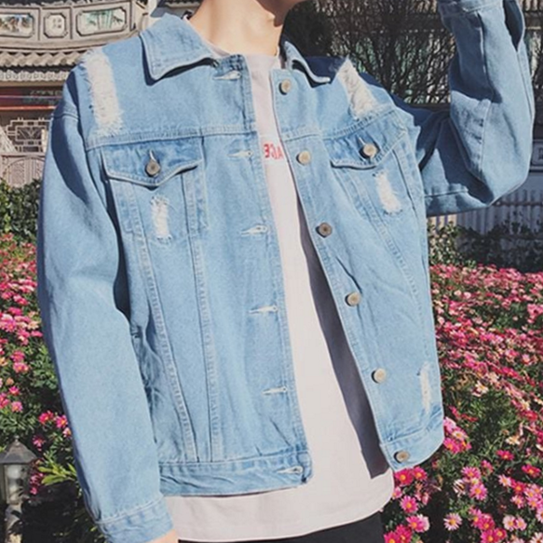 루즈핏 남성 청 자켓 데일리 남성 데님 자켓 워싱 가을 - 상품 이미지