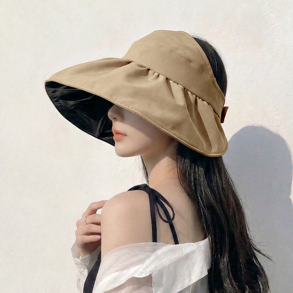 자외선차단 햇빛차단 돌돌이 썬캡 챙넓은 모자 리뉴얼 베이지, FREE(One size) - 상품 이미지