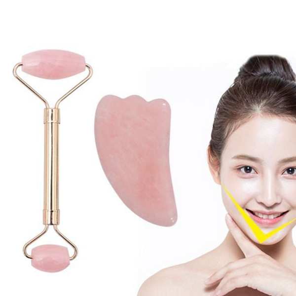 천연석 장미석 괄사 얼굴 마사지 롤러 바디 미용 - 상품 이미지