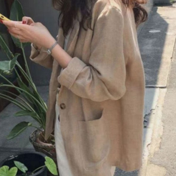 캐주얼 여성 여름 마이 루즈핏 여성 린넨 자켓 - 상품 이미지