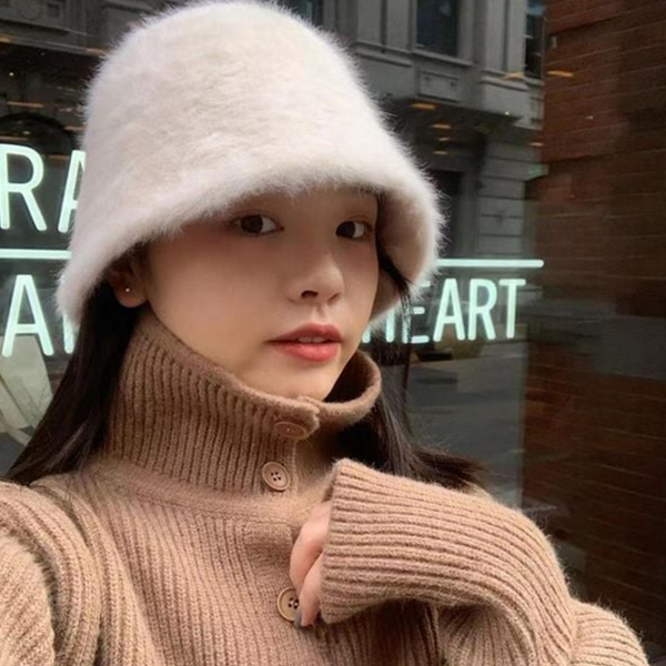 부드러운 여성 앙고라 버킷 햇 데일리 여자 버킷 햇 - 상품 이미지