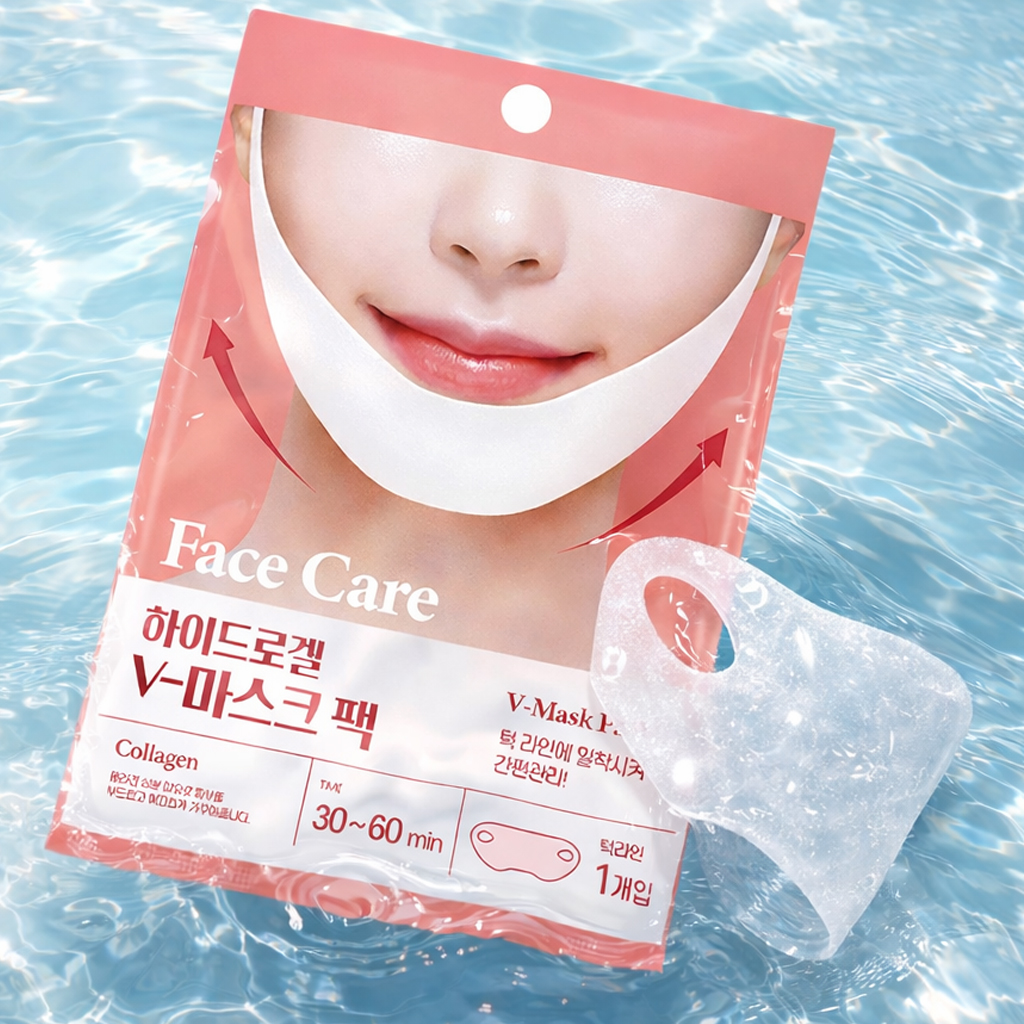 브이라인 턱 리프팅 하이드로겔 콜라겐 마스크팩 얼굴 탄력 관리 이미지 3