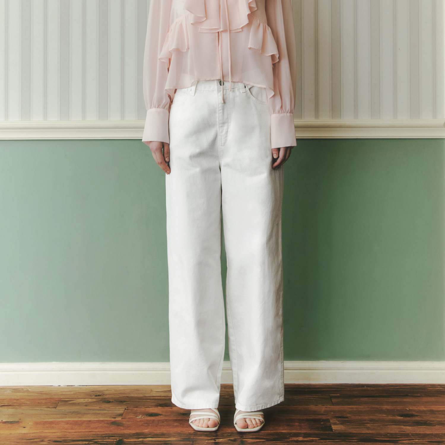 [제로스트릿] 배럴 데님 팬츠 BARREL DENIM PANTS / WHITE - 상품 이미지