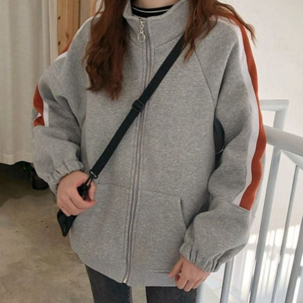 데일리 여성 집업 점퍼 스포티 여성 배색 점퍼 트레이닝 - 상품 이미지
