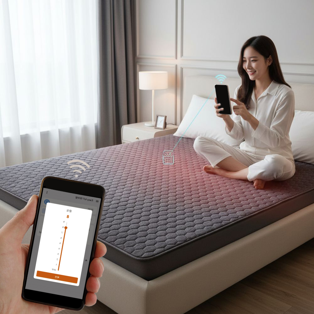 (2026년형 5세대) 한일온열기 IOT 스마트 그래핀 전기매트 온열 전기요 워셔블 침대용 2인용 킹사이즈 분리난방 상품 이미지