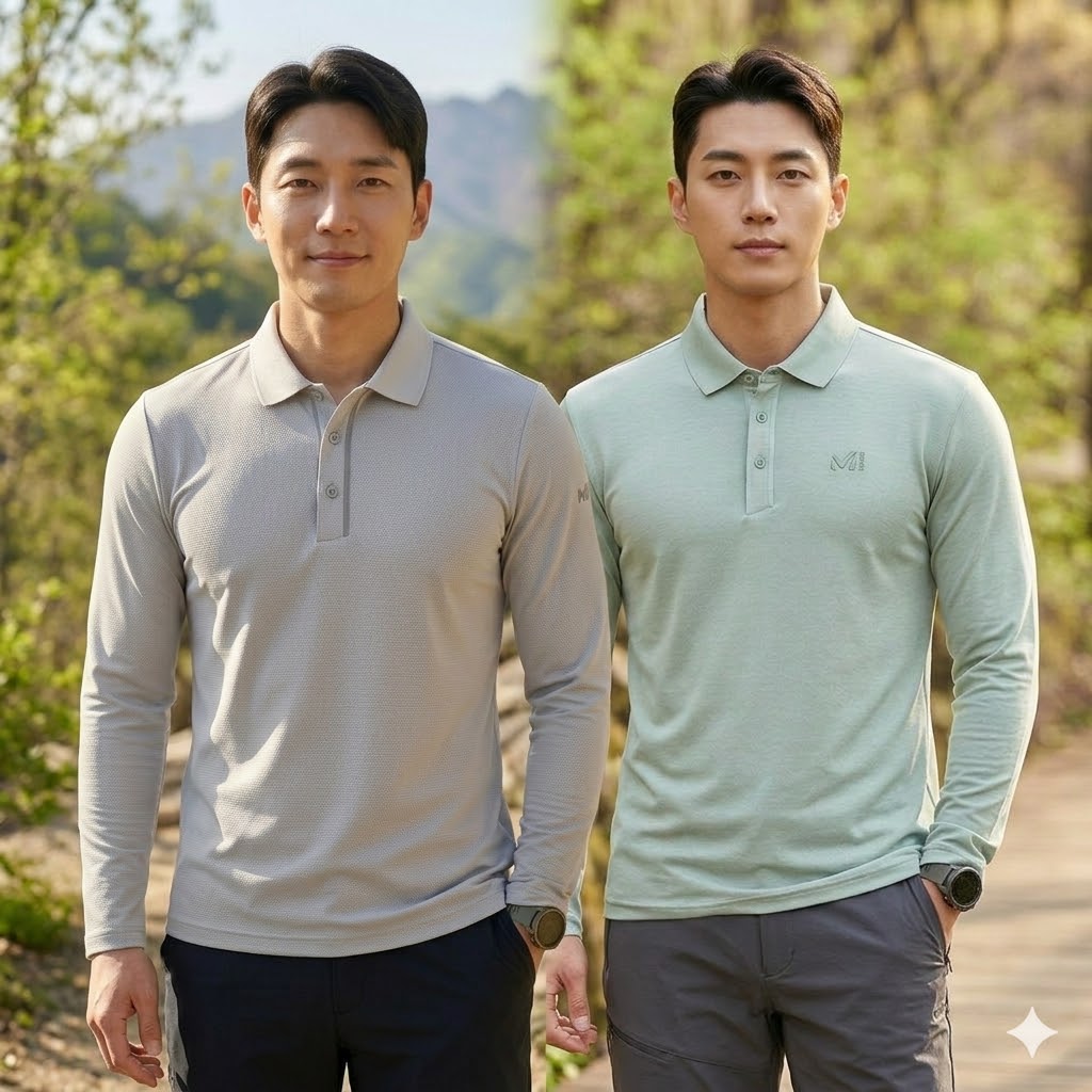 MILLET 밀레 남성 봄 아웃도어 스판 카라 등산 긴팔티셔츠 - 상세 이미지 4