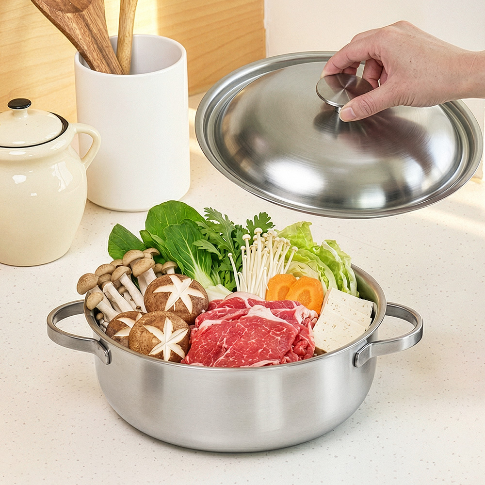 로긴 크리니티 무연마 스텐 냄비 통5중 찜기 20cm 파티웍 인덕션 찜솥 - 상세 이미지 2