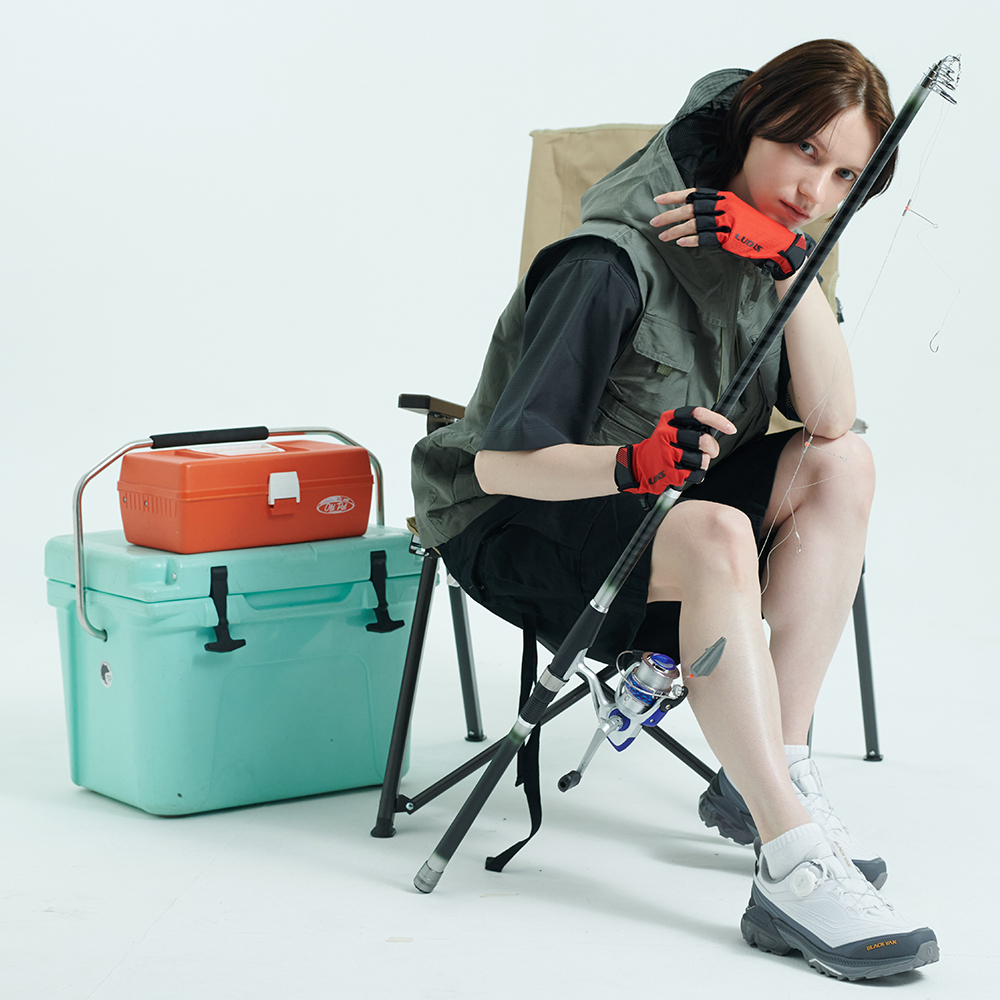 루디스 아웃도어 LUPEUG02 레드 캠핑 레저 낚시 5컷 반장갑 이미지 6
