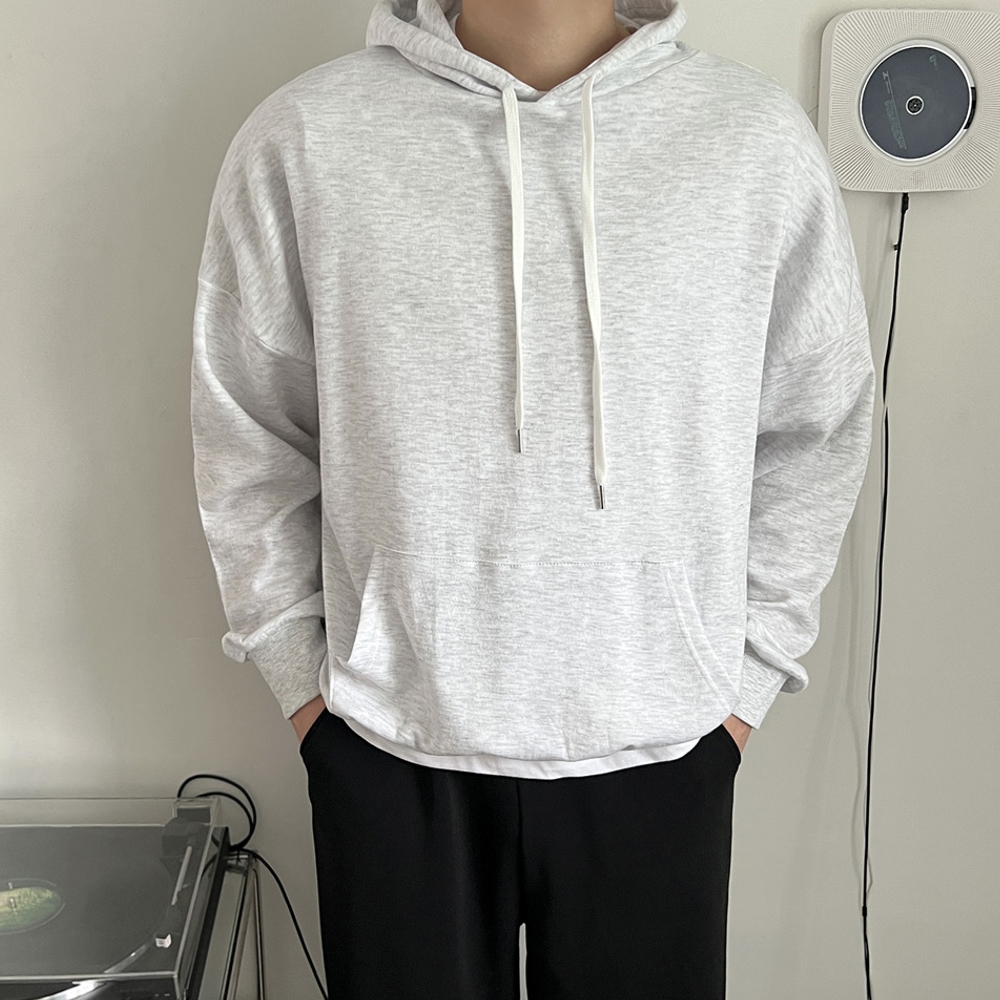 남자 로트 오버핏 봄 가을 무지 후드티 - 상세 이미지 2