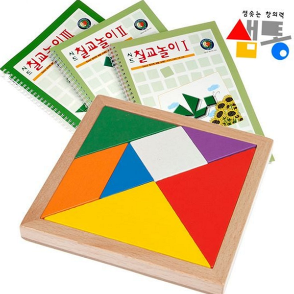 학습 원목 칠교 놀이 개발 칠교 놀이 교구 교재 도형 - 상품 이미지