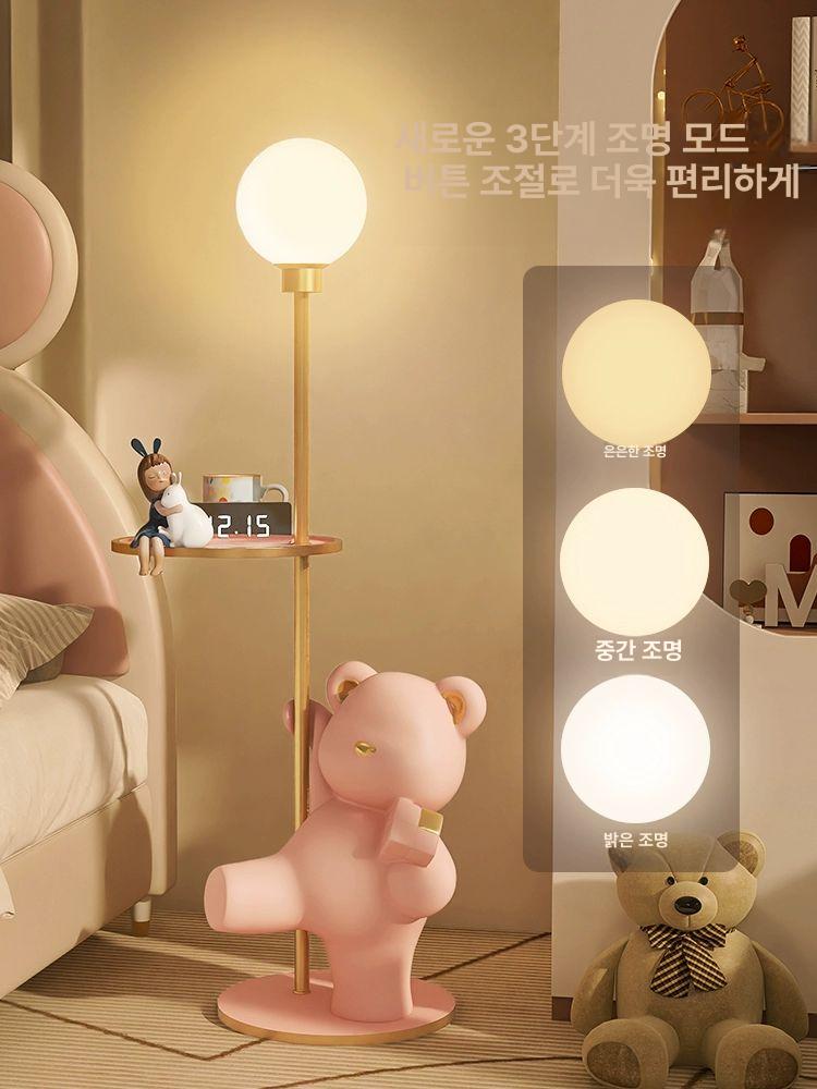 장스탠드 곰돌이 탁자 거실 귀여운 겸용 테이블 베어 곰 결혼선물 조명 사이드테이블 - 상세 이미지 3