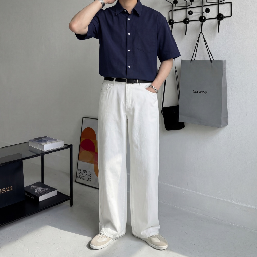 남자 반팔 옥스포드 여름 오버핏 옥스퍼드 캐주얼 반팔 빅사이즈 남방 - 상세 이미지 2