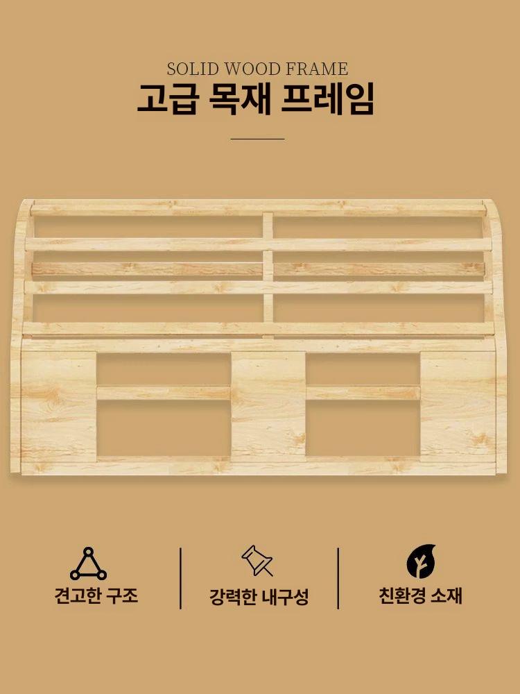 침대 헤드보드 등받이 템파보드 원목프레임 아이보리 극세사 소재 모던 수직 엠보싱 디자인 베이지화이트 마이크로화이버 가죽 원목 프레임 1200mmx2000mm - 상세 이미지 3